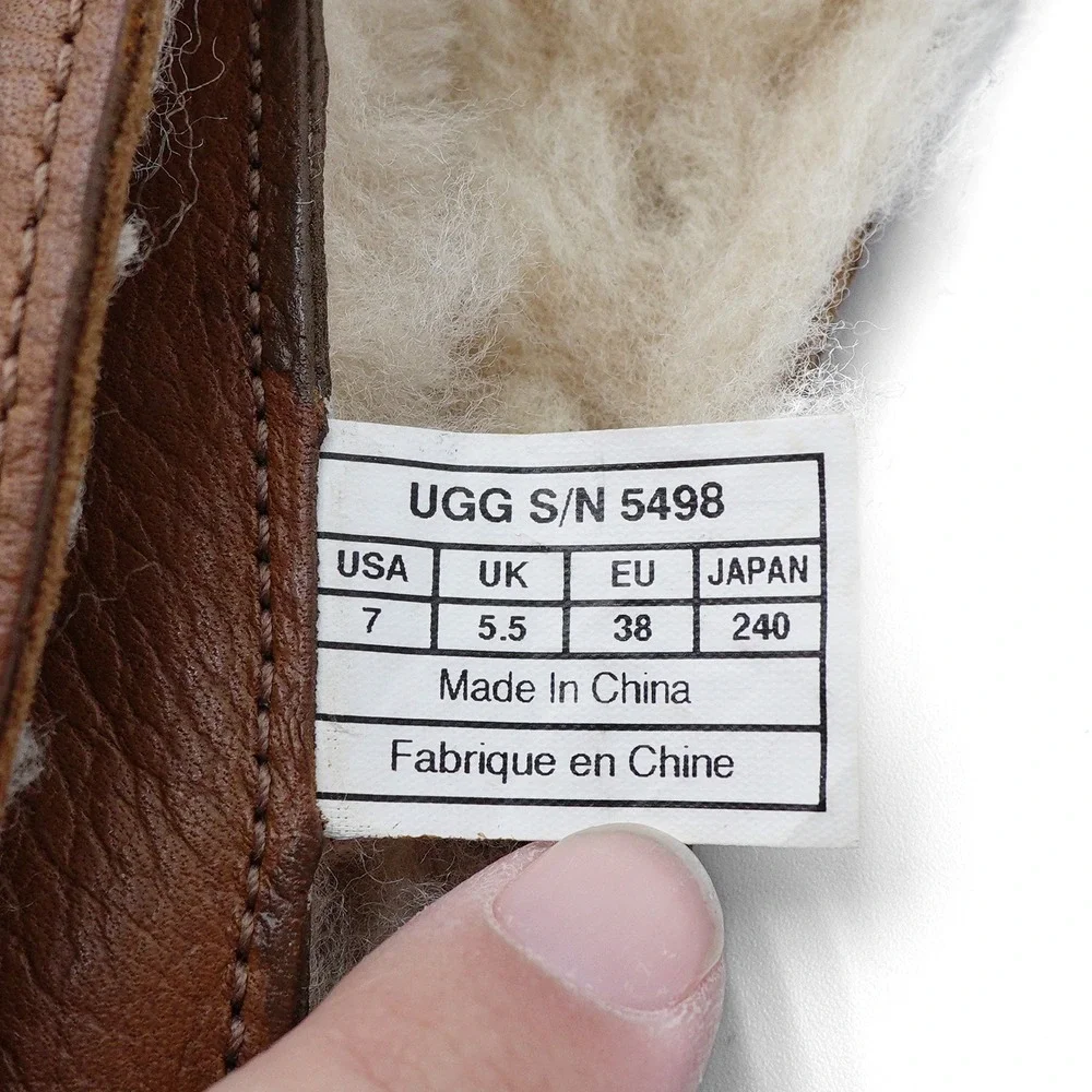 UGG Womens US 7 Chestnut Adirondack Boot Tall III Leather Fur Lined Winter Boots